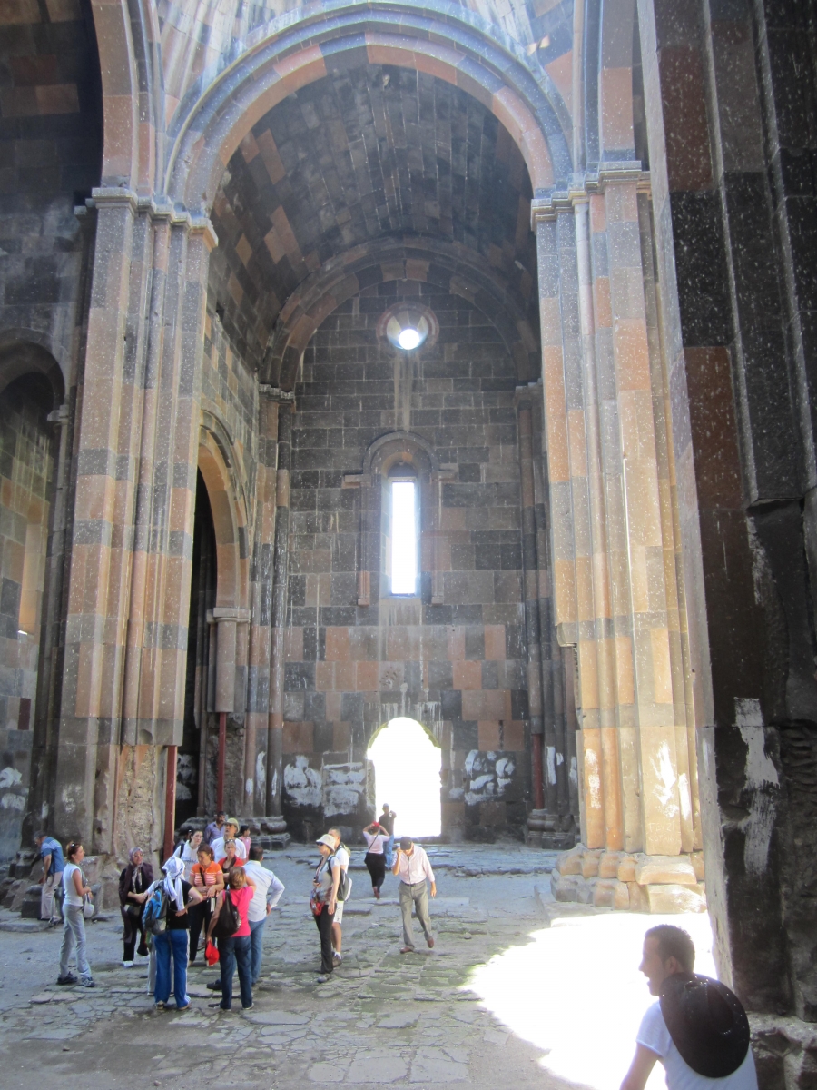 Ani Cathedral inside with people visiting