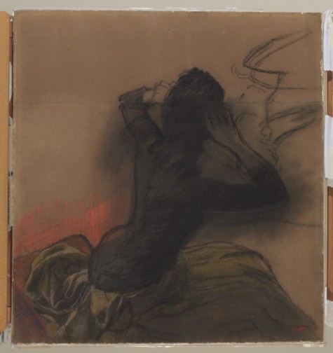 Edgar Degas, Woman Adjusting her Hair, c.1884 Charcoal, chalk and pastel. 63 x 59.9cm The Courtauld Gallery