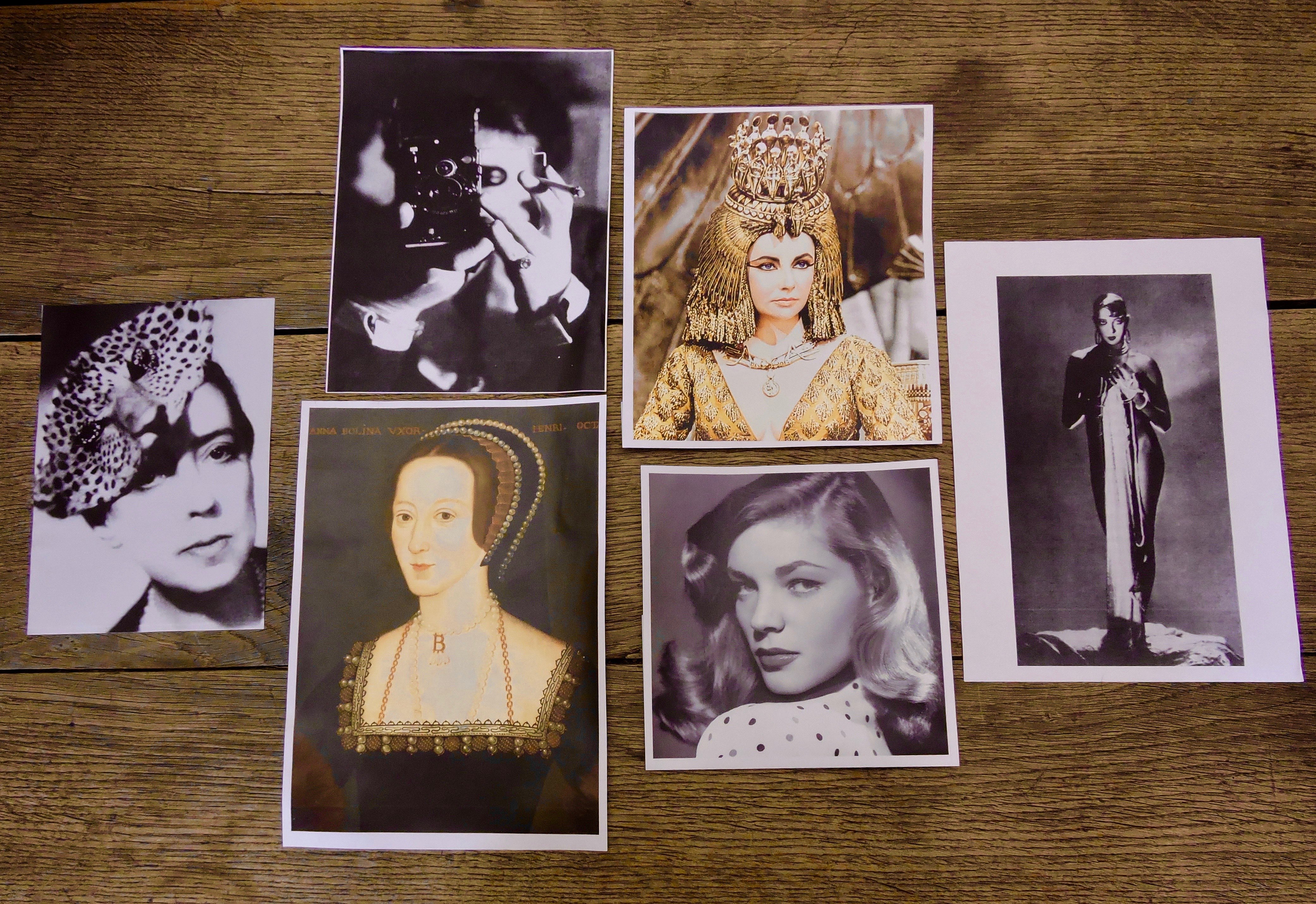 From left to right: Elsa Schiaparelli, Germaine Krull, Elizabeth Taylor as Cleopatra, Katherine Hepburn and Josephine Baker