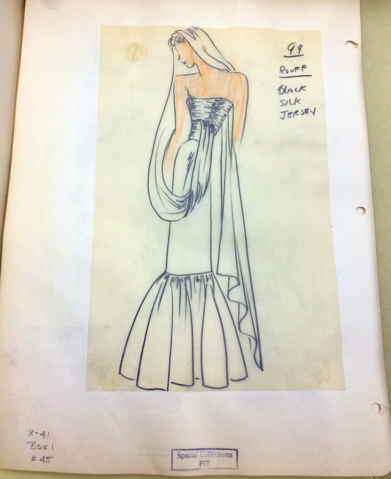 Sketch from the Burleigh Subscription Company. Special Collections at The Fashion Institute of Technology. Image Credit: Giovanna Culora