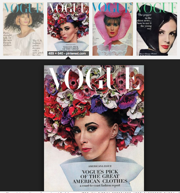 Four Vogue covers featuring Halston's hats. Image: Screenshot.