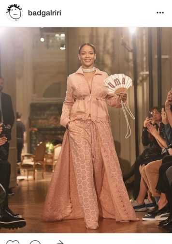 Rihanna paired the decadent extravagance of Marie Antoinette’s style with the slouchy comfortness of sportswear basics. The collection can be viewed here. 