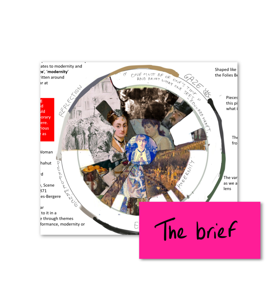 the brief button with image of student artwork proposal
