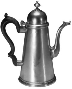 detail of a silver pot