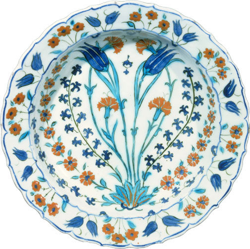 painted ceramic dish, with floral motiv