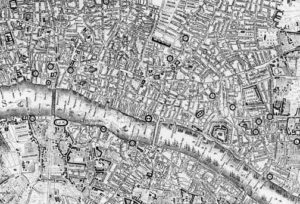 map of glasshouses in London around 1760