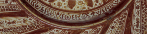 Dish Tin-glazed earthenware, painted with lustre, detail decoration