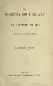 essays pn various arts by T. Gambier Parry
