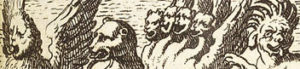 minature bible, illustration of lions, detail