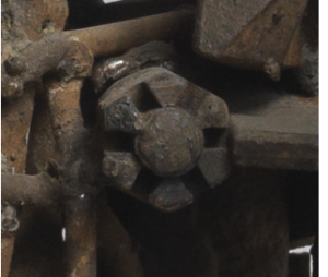 A slotted lock nut on the sculpture Habitation