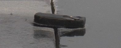 A close up image of César's sculpture Habitation, showing small latch on marble plinth