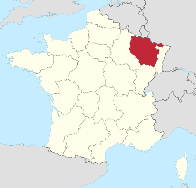 Map of France with Lorraine region in red