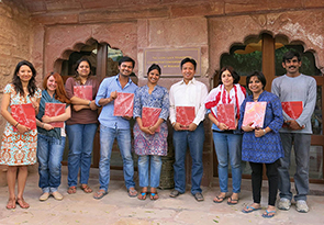 Group of nine students holding books in Nagaur