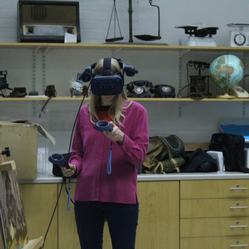 Woman using virtual tech