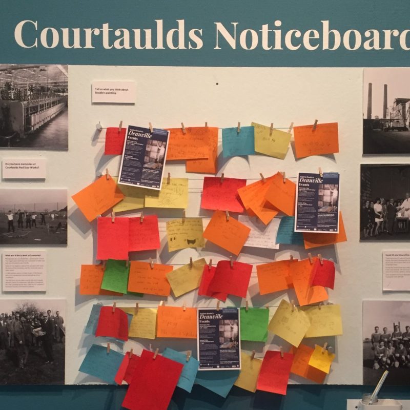 notice board with messages about Courtaulds