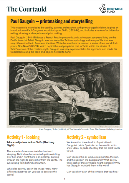 Page 1 Gauguin and Myths Resource Book