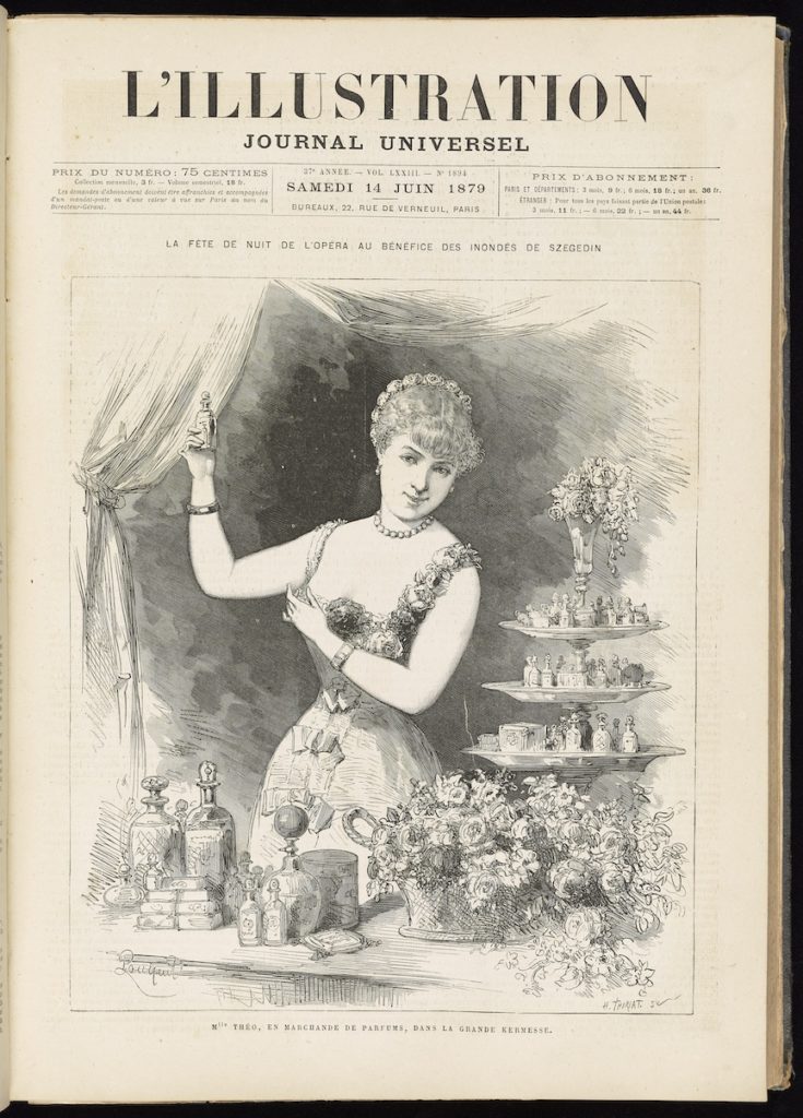 Perfume advert from 1879 J. J. Dubochet. Cover, Saturday June 14, 1879, L’illustration. Getty Research Institute, Los Angeles (84-S259)