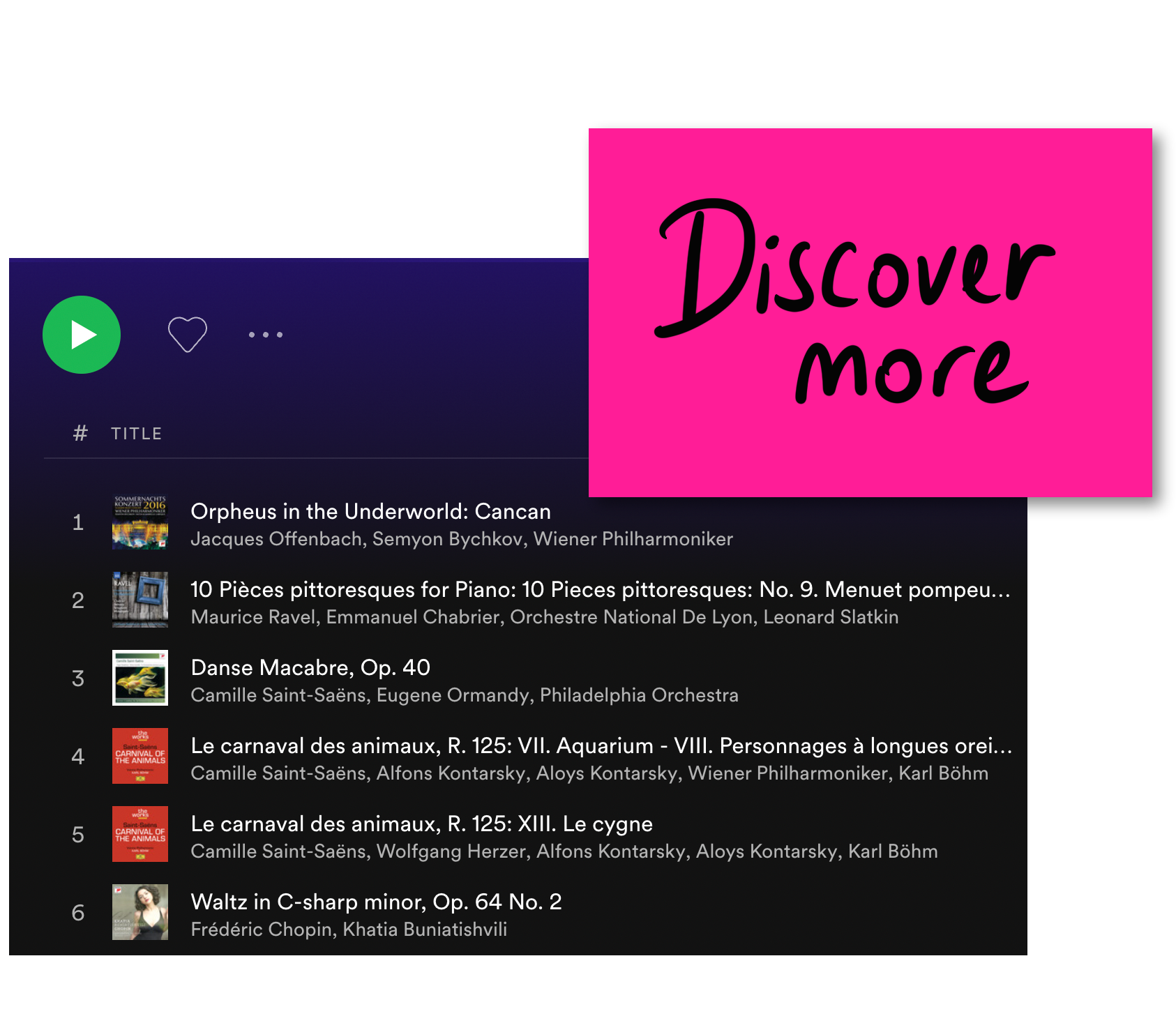Discover more button with image of playlist